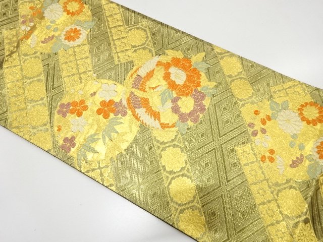 JAPANESE FUKURO OBI / WOVEN PEONY